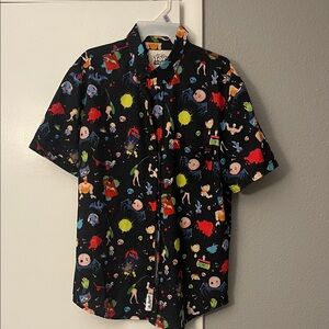 RSVLTS Toy Story Themed Black Casual Button Down Shirt